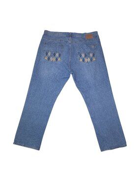 Phat Farm Mens Jeans With Argyle Back Pockets Size 46x32 100% Cotton